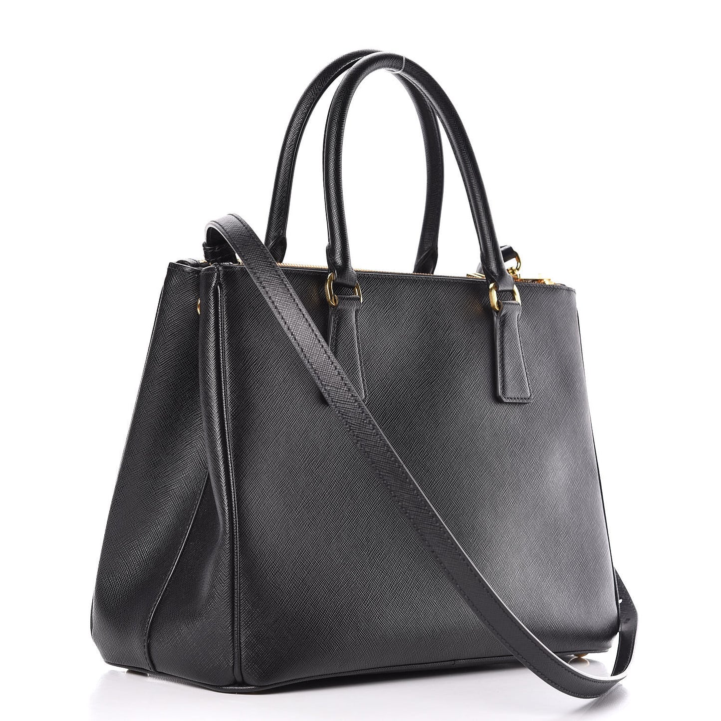 Saffiano Medium Galleria Double Zip Tote Black