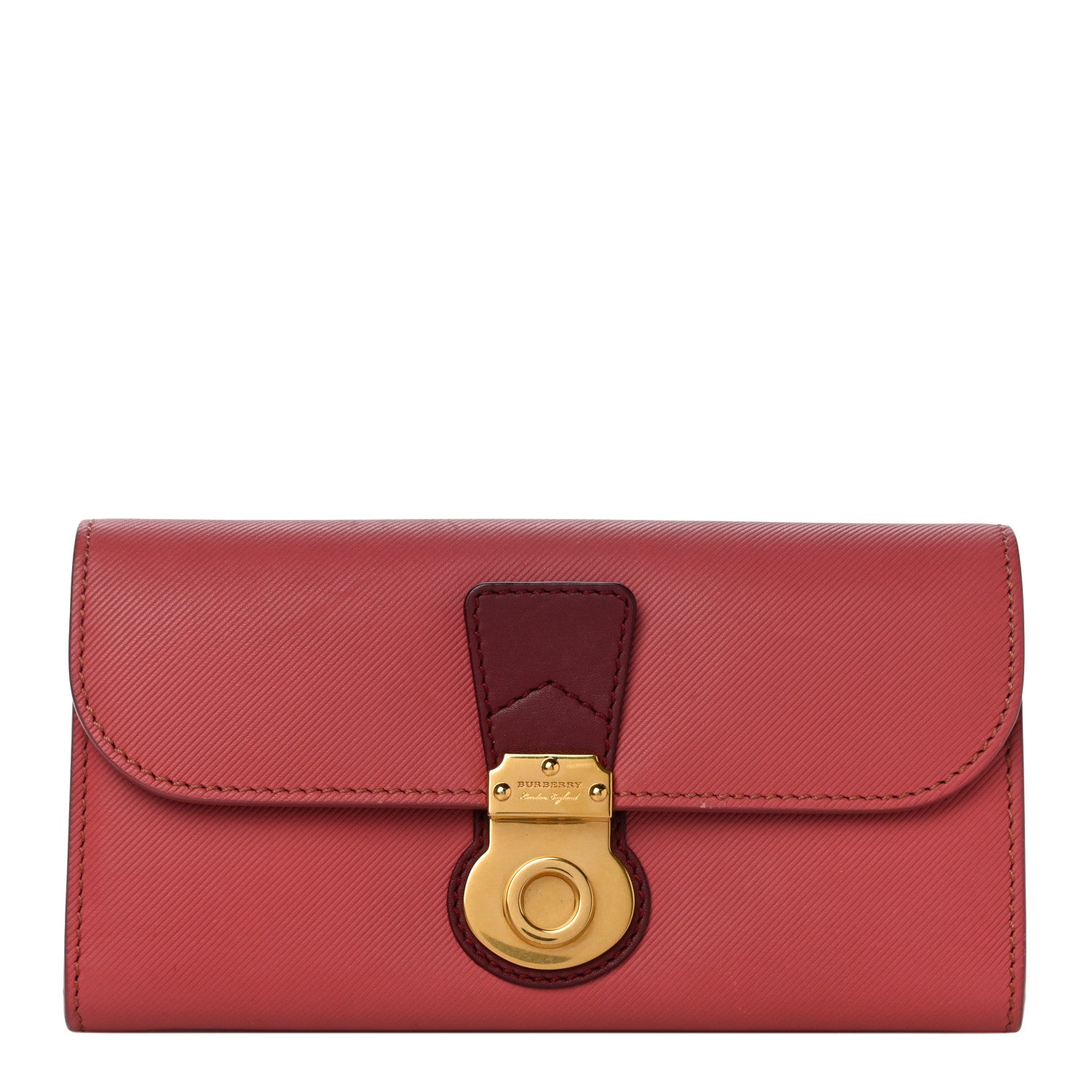 Burberry Trench Calfskin DK88 Halton Flap Wallet Pink Burgundy 1 of 10