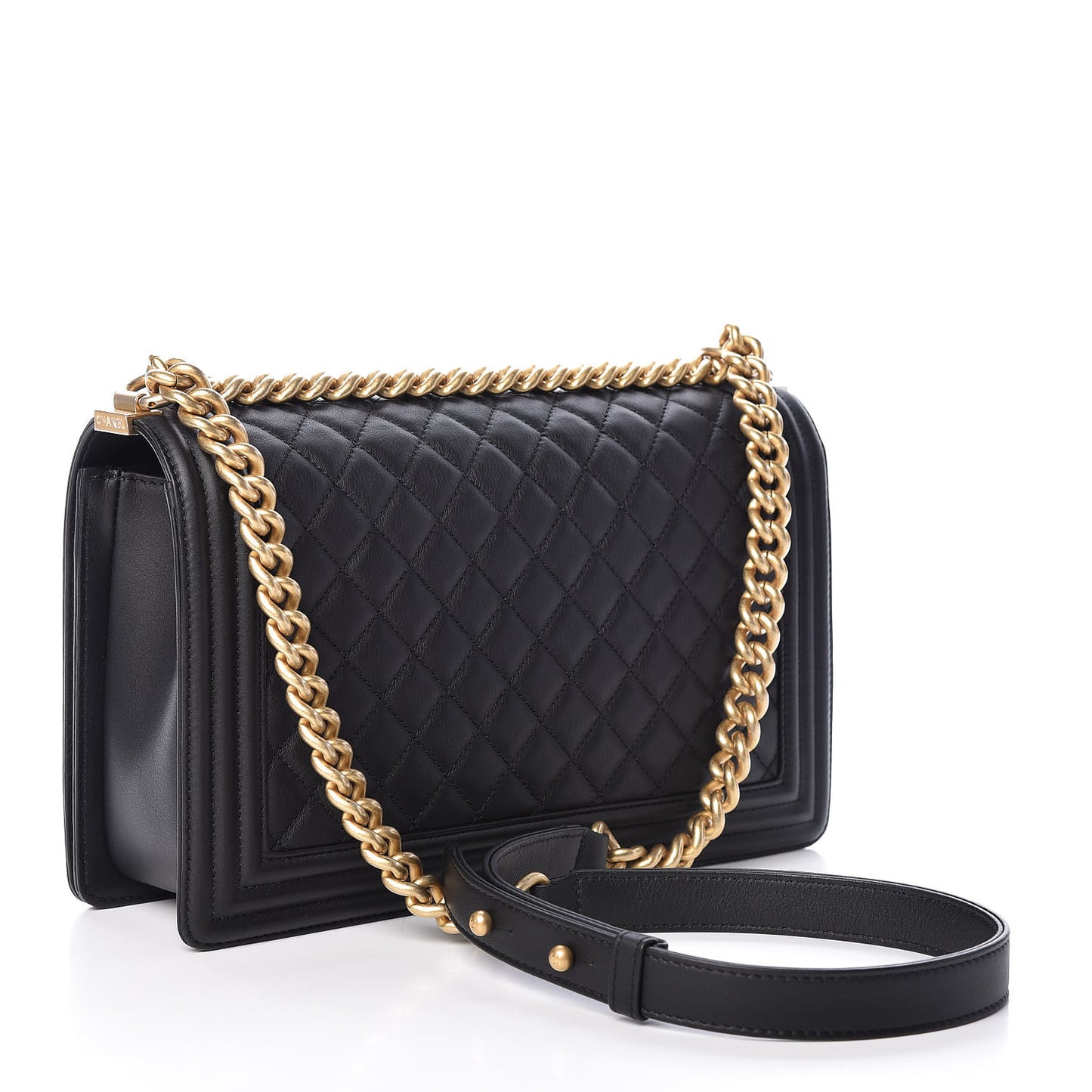 Calfskin Quilted New Medium Boy Flap Black