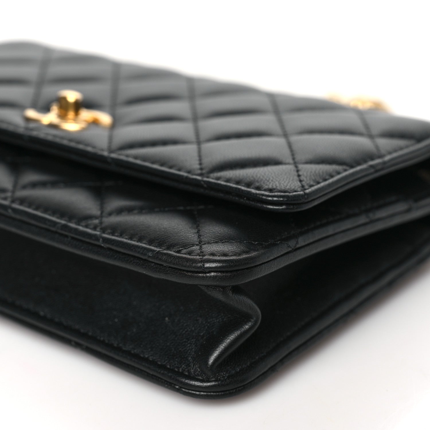Chanel Lambskin Quilted Sweet Camellia Wallet On Chain WOC Black 11 of 13