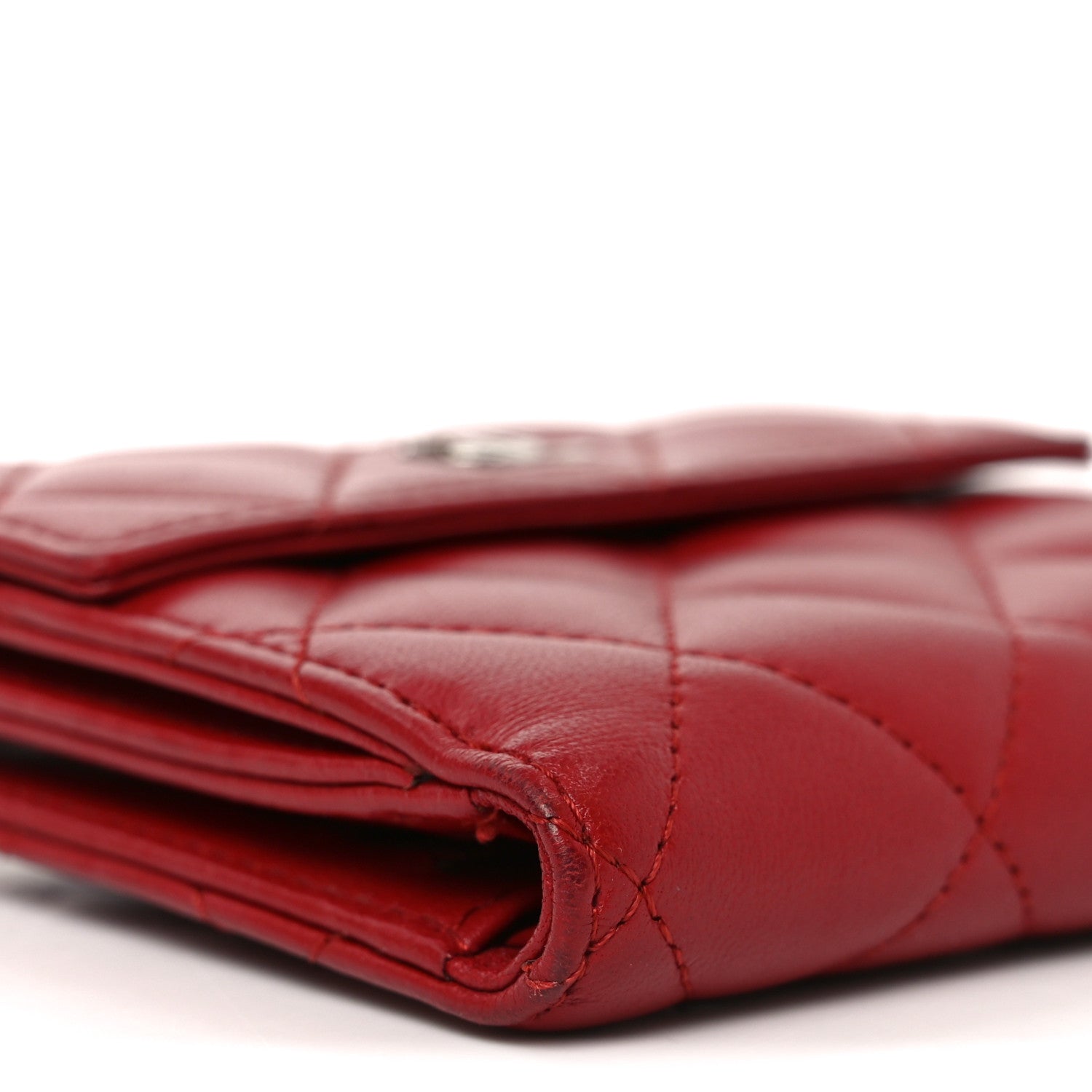 Chanel Lambskin Quilted Compact French Flap Wallet Red 8 of 10