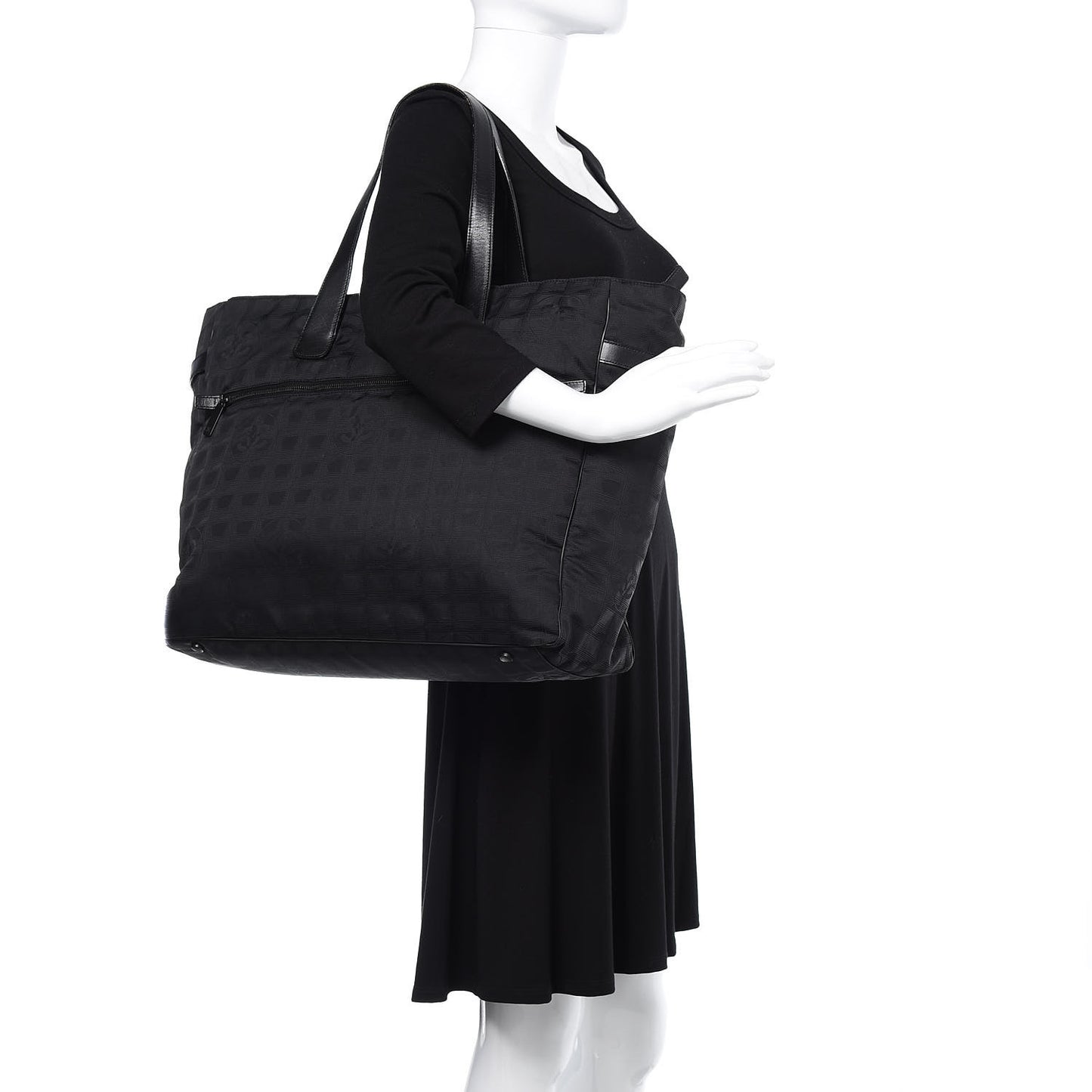 Nylon Large Travel Tote Black