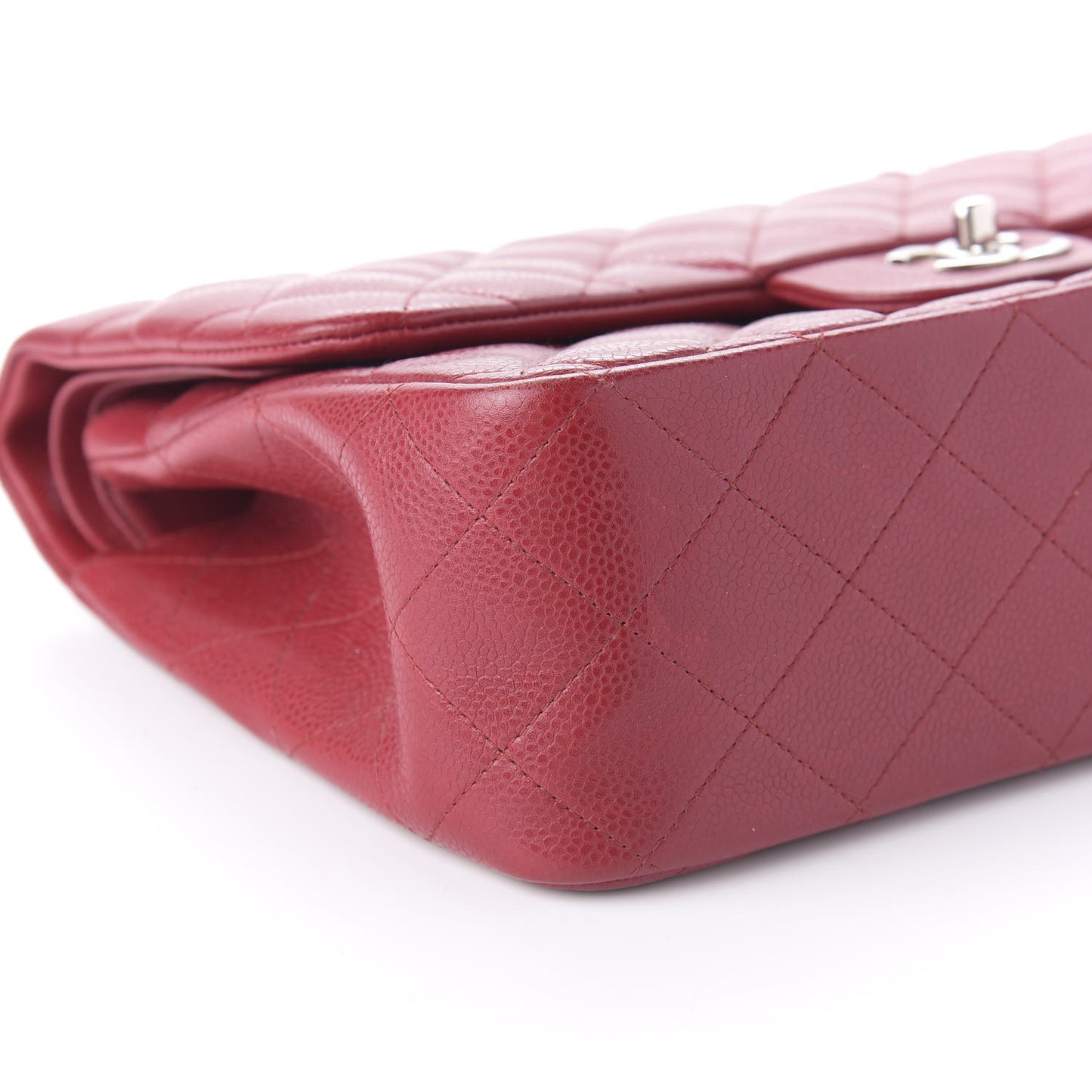 Caviar Quilted Jumbo Double Flap Red