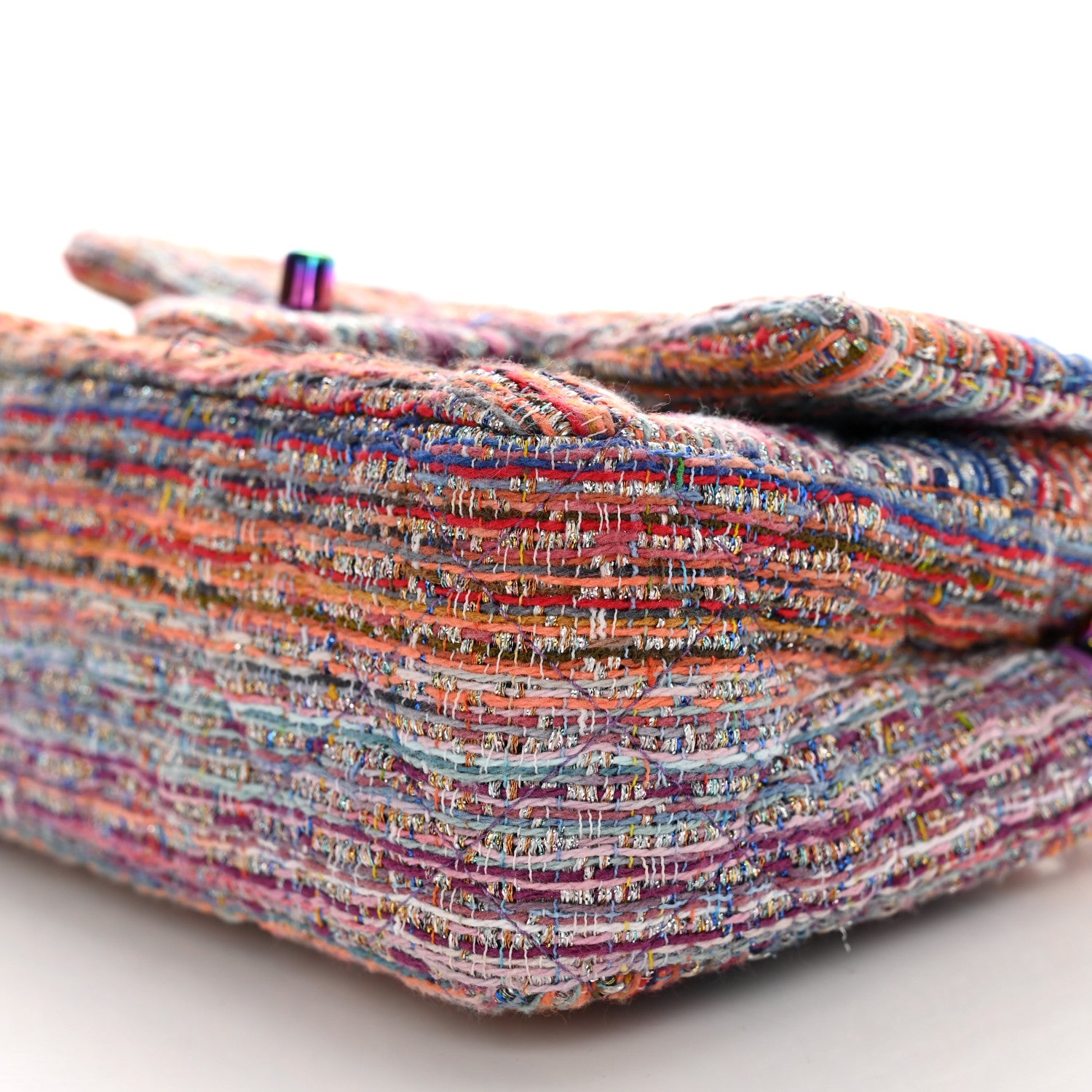 Chanel Tweed Quilted Mini Rectangular Flap Blue Pink Orange 10 of 10