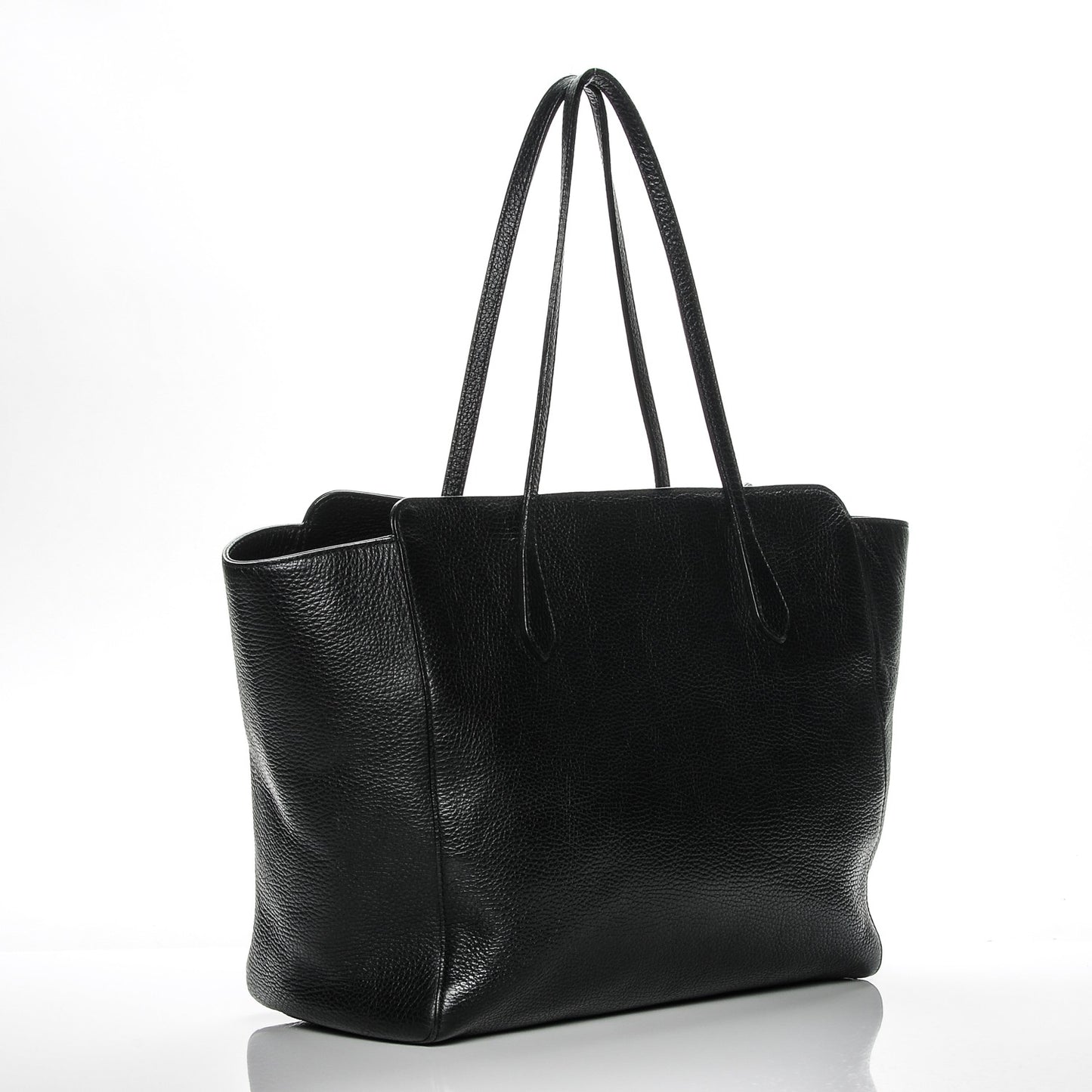 Pebbled Calfskin Medium Swing Tote Black