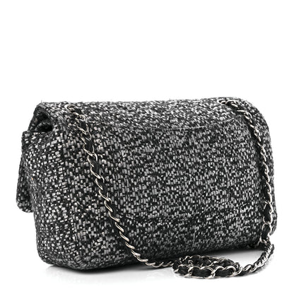 Chanel Sequin Tweed Jumbo Double Flap Black Grey 3 of 12