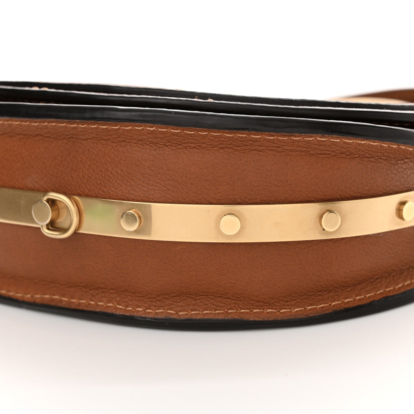 Calfskin Small Nile Bracelet Minaudiere Bag Caramel