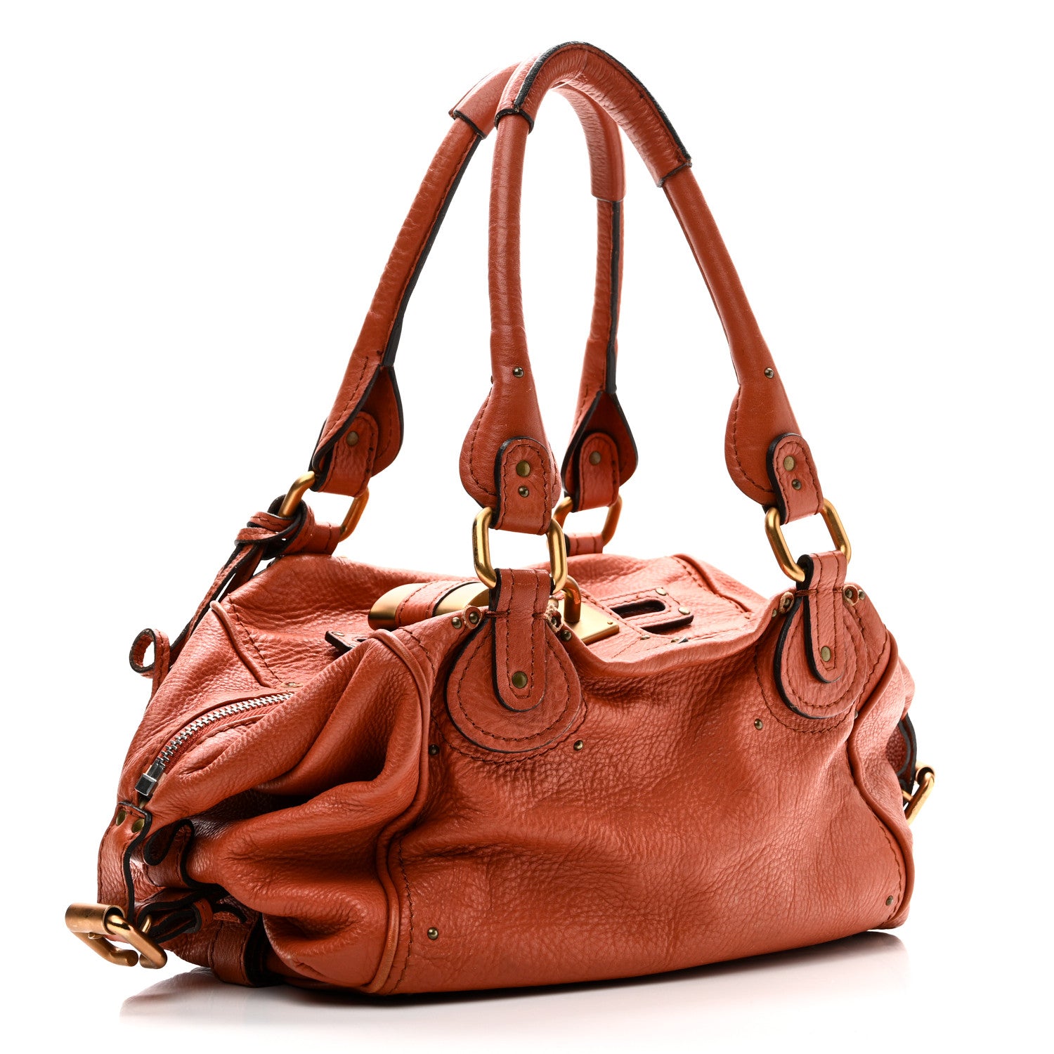 Chloe Calfskin Paddington Front Pocket Tote Whiskey 3 of 9