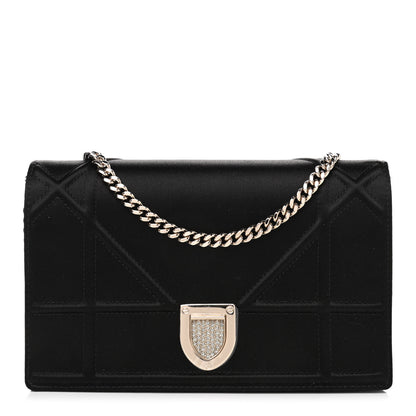 Christian Dior Satin Diorama Wallet on Chain Pouch Black 1 of 4