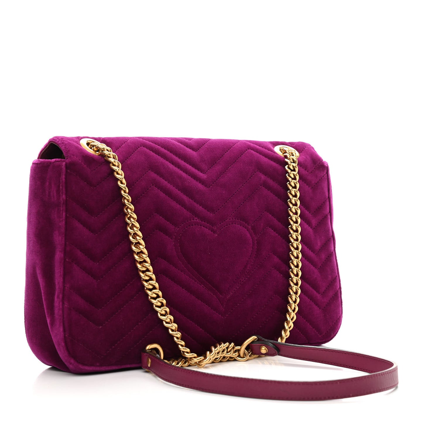 Velvet Matelasse Loved Embroidered Medium GG Marmont Shoulder Bag Fuchsia Violet Cyclamen