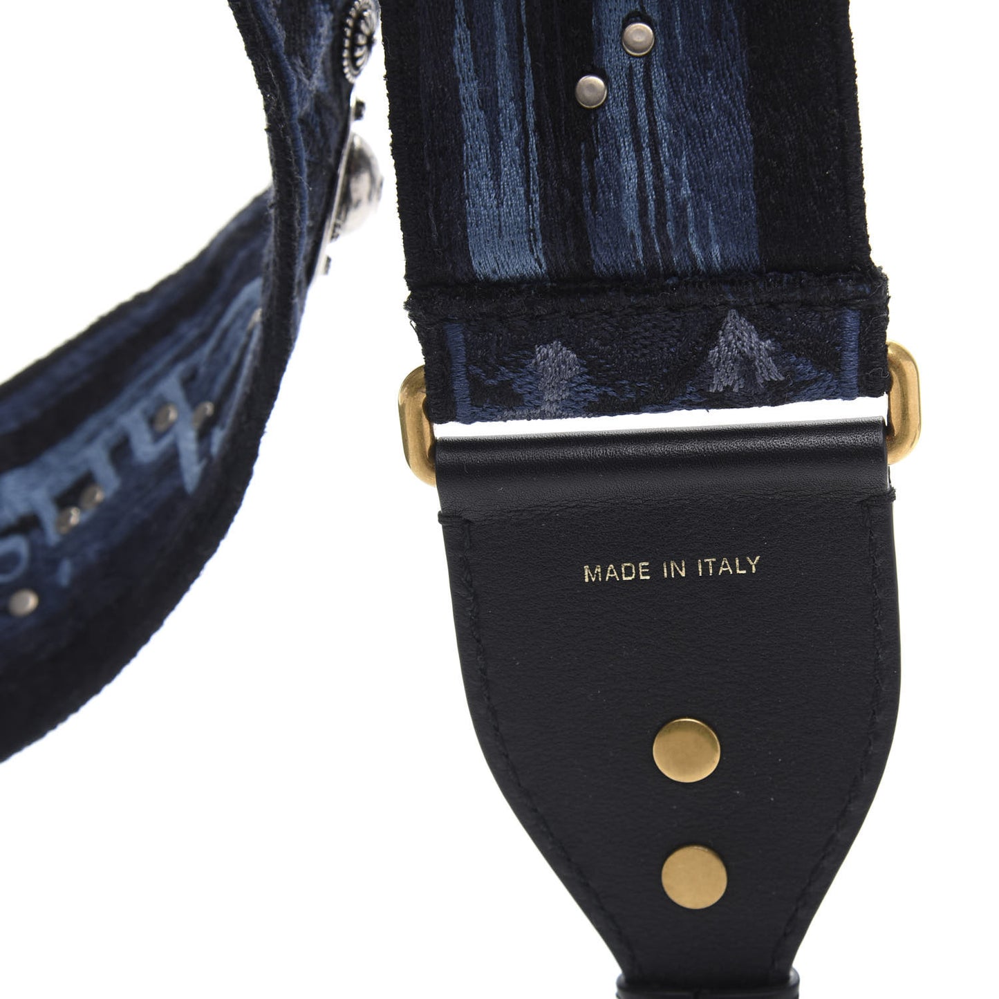 Canvas Embroidered Studded KaleiDiorscopic Adjustable Shoulder Strap Blue