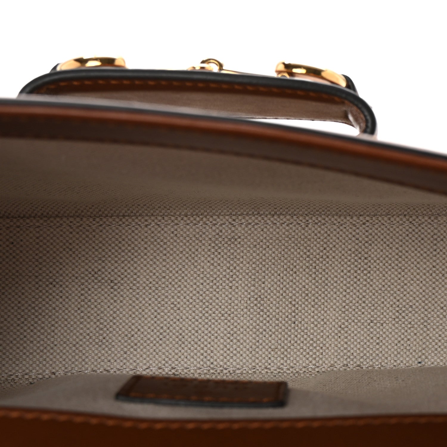Gucci New Canvas Charisma Calfskin Crystal GG Monogram Mini Horsebit 1955 Shoulder Bag Camel Ebony 5 of 10