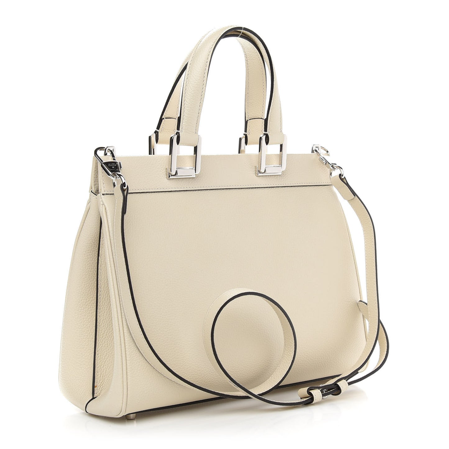 Grainy Calfskin Small Zumi Top Handle Bag Mystic White