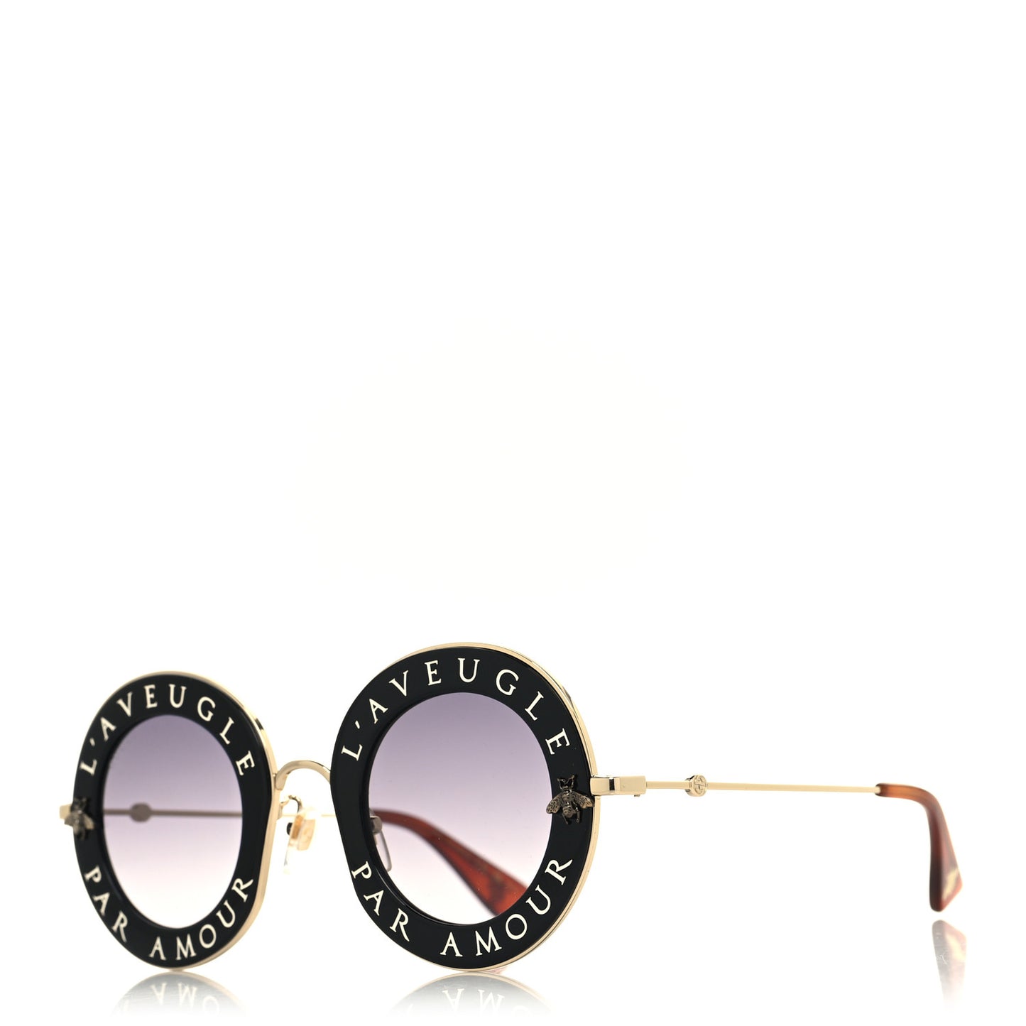 Metal L'Aveugle Par Amour Round Frame Sunglasses GG0113S Black