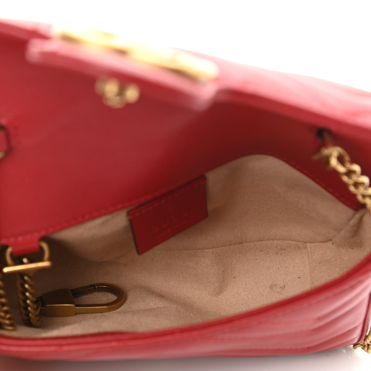 Gucci Calfskin Matelasse Super Mini GG Marmont Shoulder Bag Hibiscus Red 5 of 10