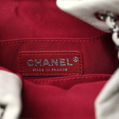 Chanel Aged Calfskin Quilted Small Gabrielle Bucket White Black 8 of 10