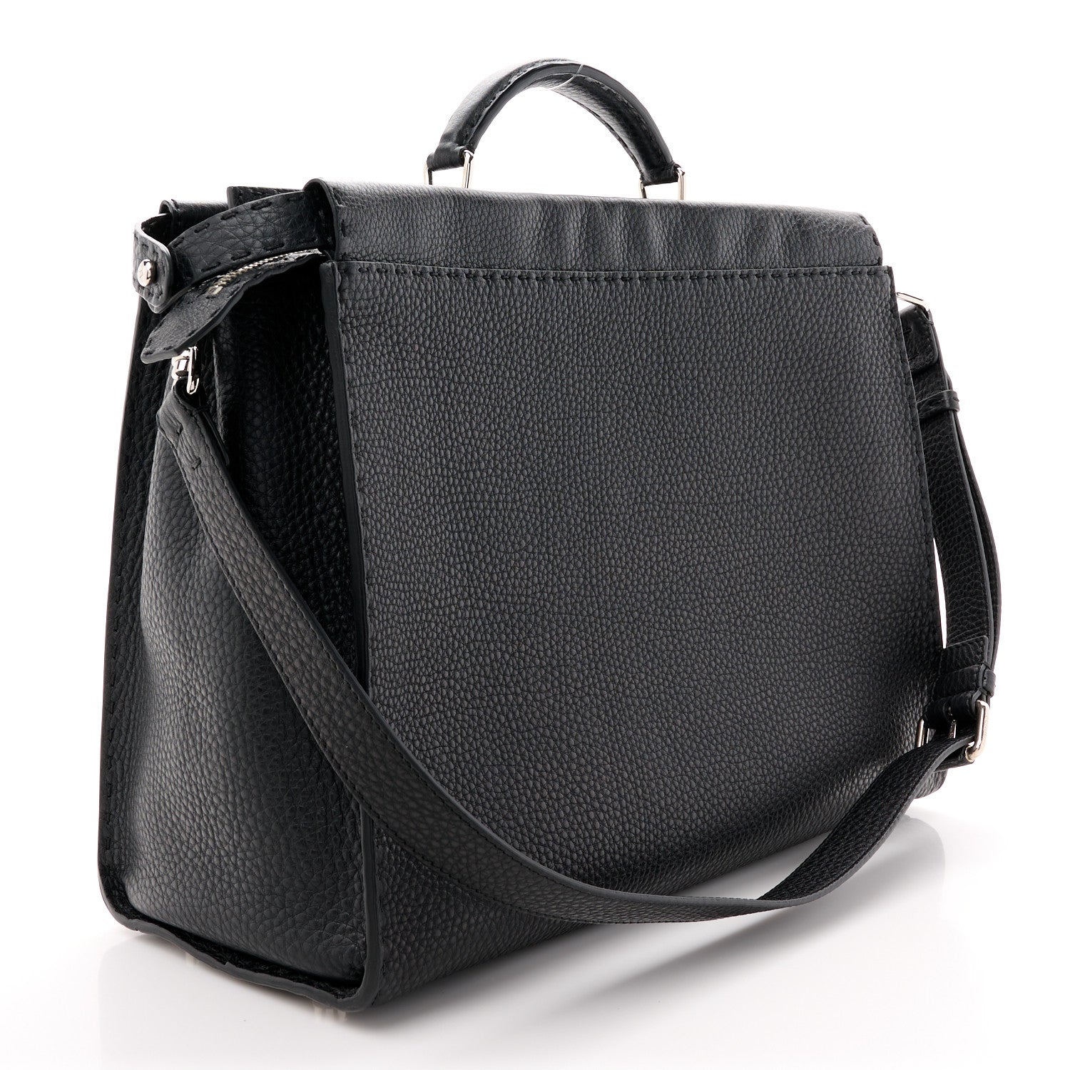 Fendi Cuoio Romano Selleria Monster Eyes Inlay Mens Large Peekaboo Iconic Essential Satchel Black Sunflower 3 of 10