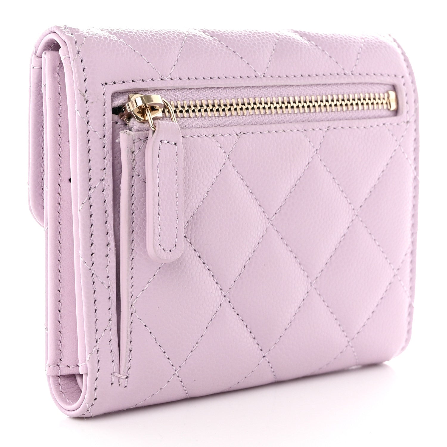 Chanel Caviar Quilted Compact Flap Wallet Light Purple 3 of 10