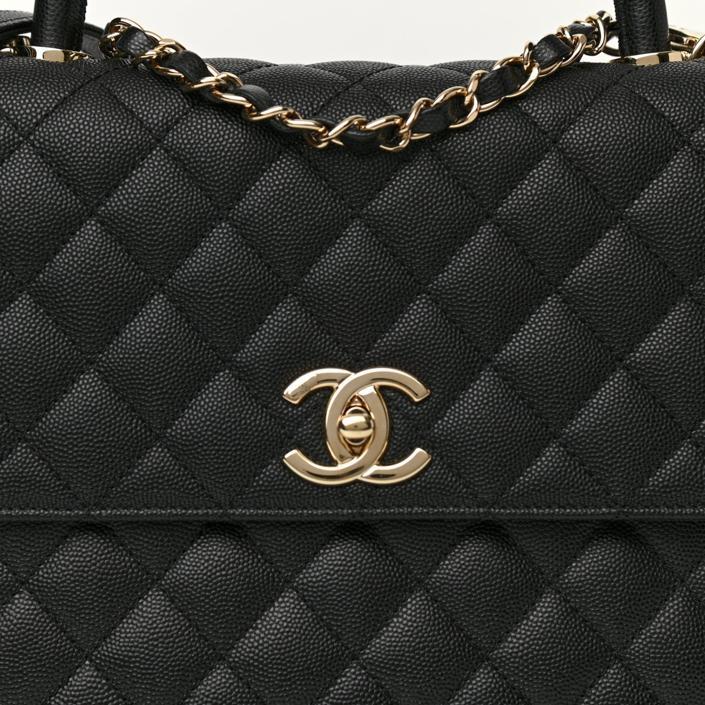Caviar Quilted Medium Coco Handle Flap Black