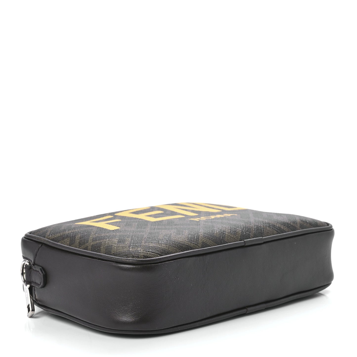 Shiny Glazed Fabric Vitello Cover FF 1974 Logo Medium Camera Case Tobacco Moro Giallo Ebano