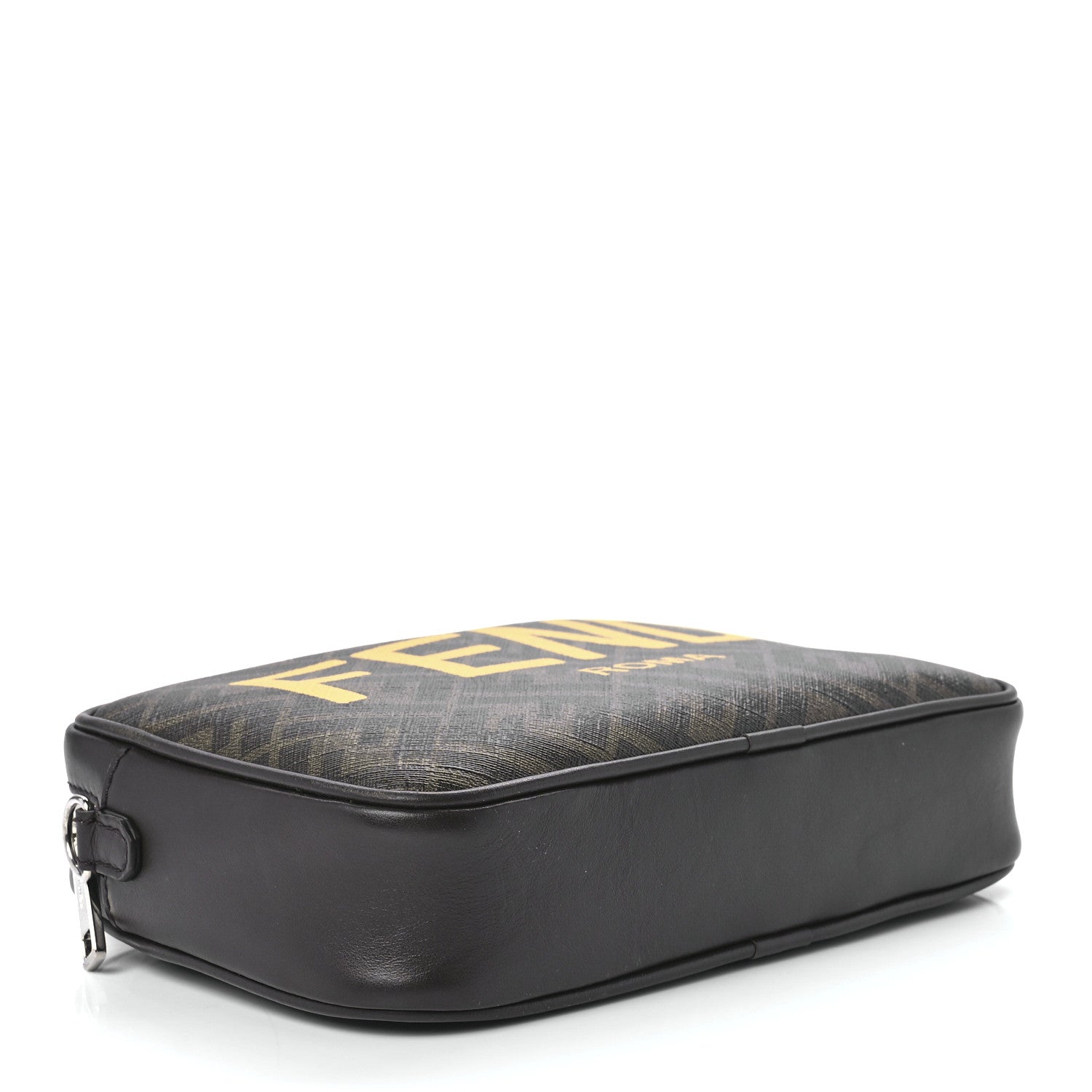 Fendi Shiny Glazed Fabric Vitello Cover FF 1974 Logo Medium Camera Case Tobacco Moro Giallo Ebano 4 of 13