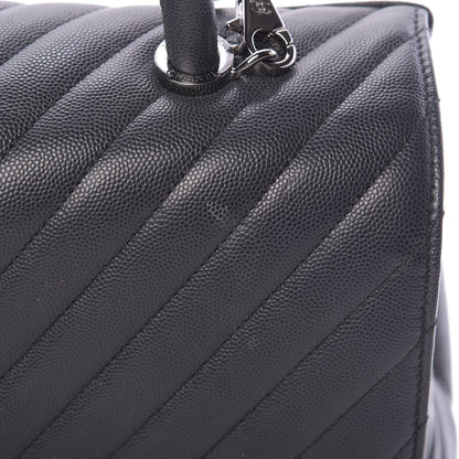 Chanel Caviar Chevron Quilted Medium Coco Handle Flap Dark Grey 12 of 13