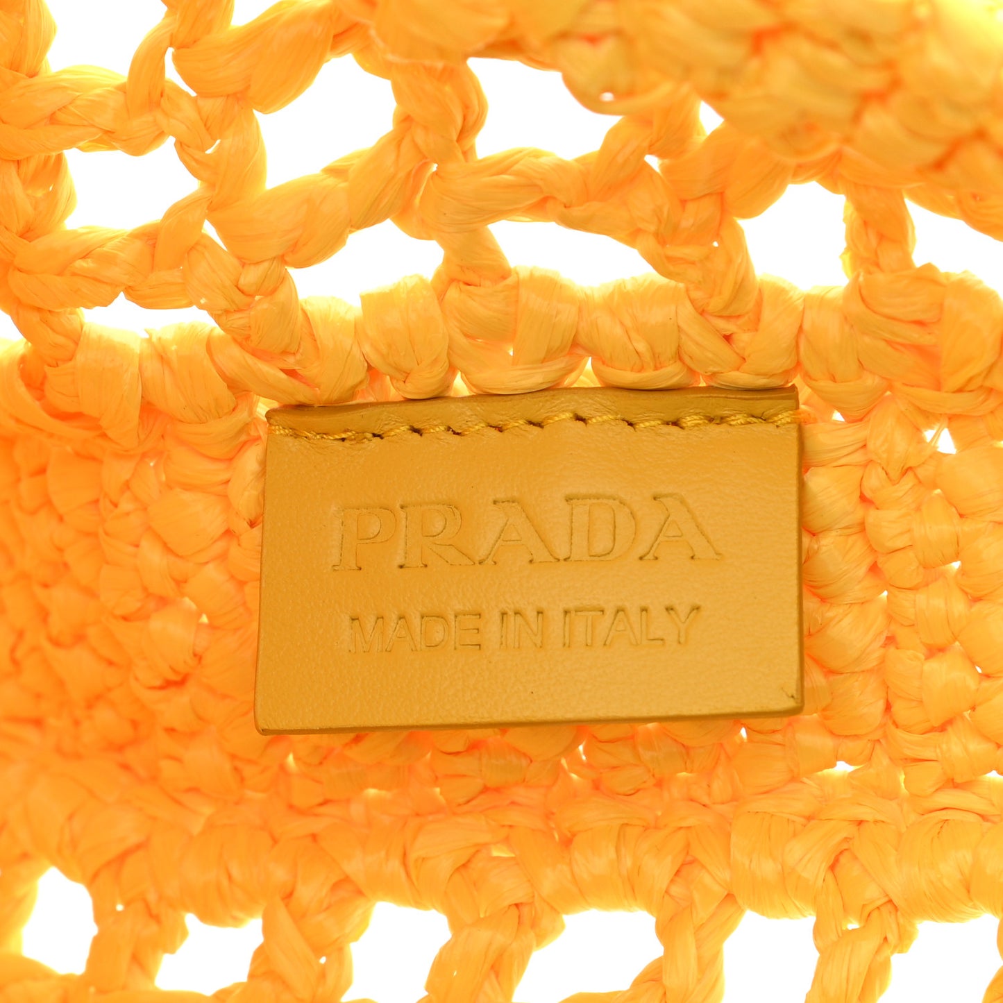 Yarn Raffia Effect Crochet Logo Embroidered Tote Bag Giallo