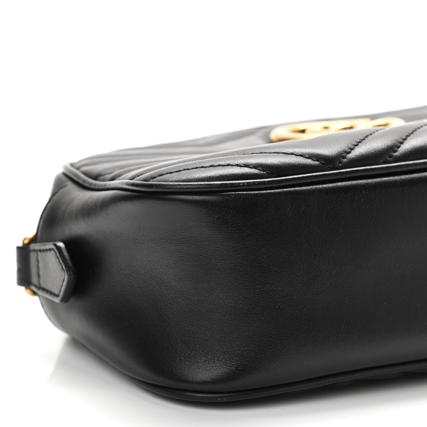 Gucci Calfskin Matelasse Small GG Marmont Chain Shoulder Bag Black 9 of 11
