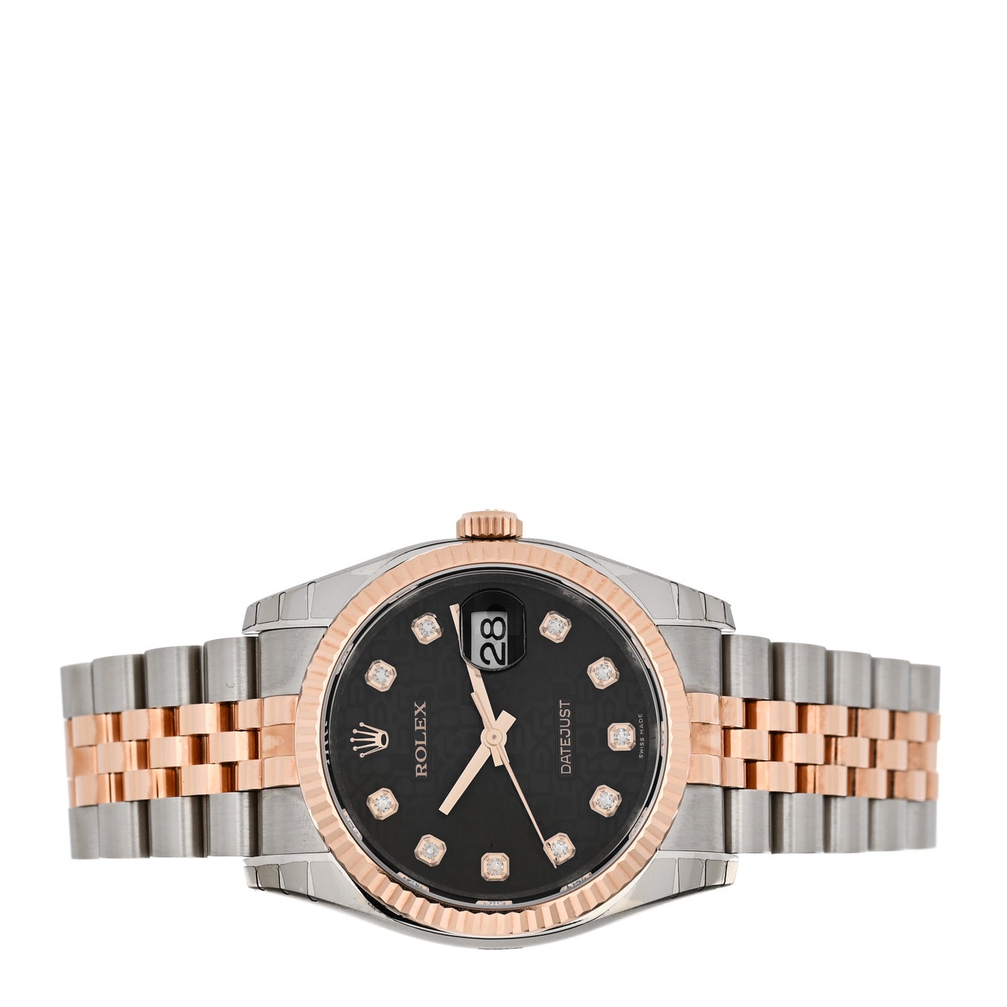 Stainless Steel 18K Everose Gold Diamond 36mm Oyster Perpetual Datejust Watch Black Jubilee 116231