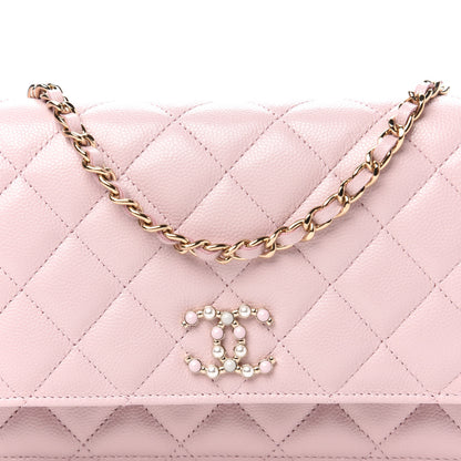 Chanel Caviar Quilted Coco Candy Wallet On Chain WOC Light Pink 11 of 12