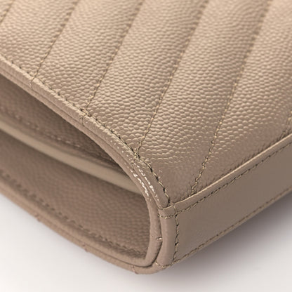 Saint Laurent Grain De Poudre Matelasse Chevron Monogram Chain Wallet Deep Beige 7 of 12