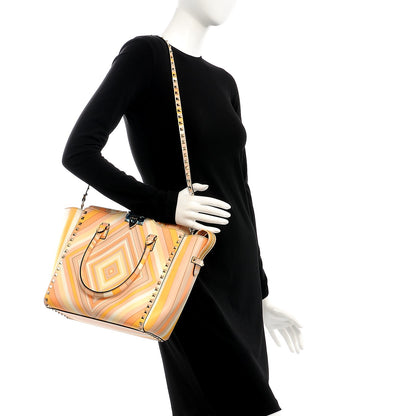 Valentino Garavani Vitello Native Couture 1975 Rockstud Double Handle Tote Mandarin Sorbet 2 of 9