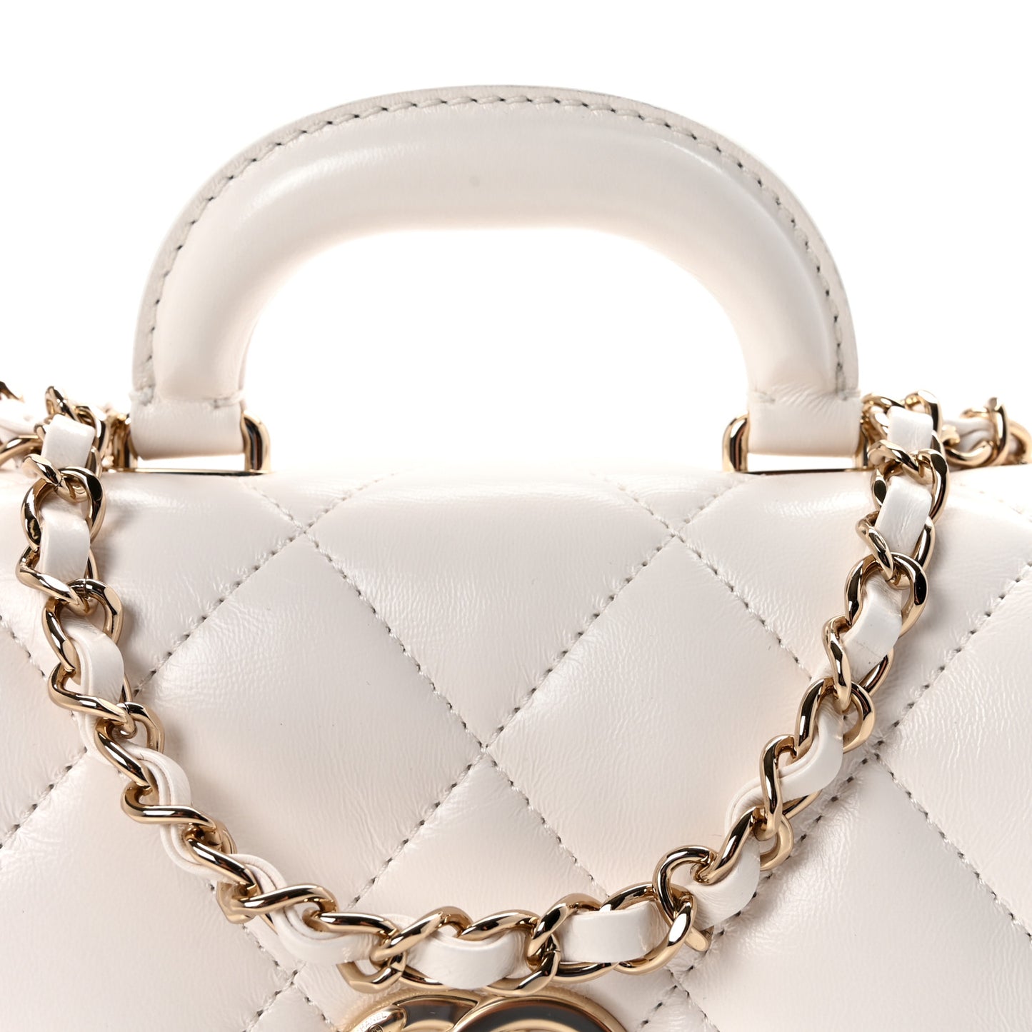 Shiny Lambskin Quilted Mini Coco Trip Flap Bag White