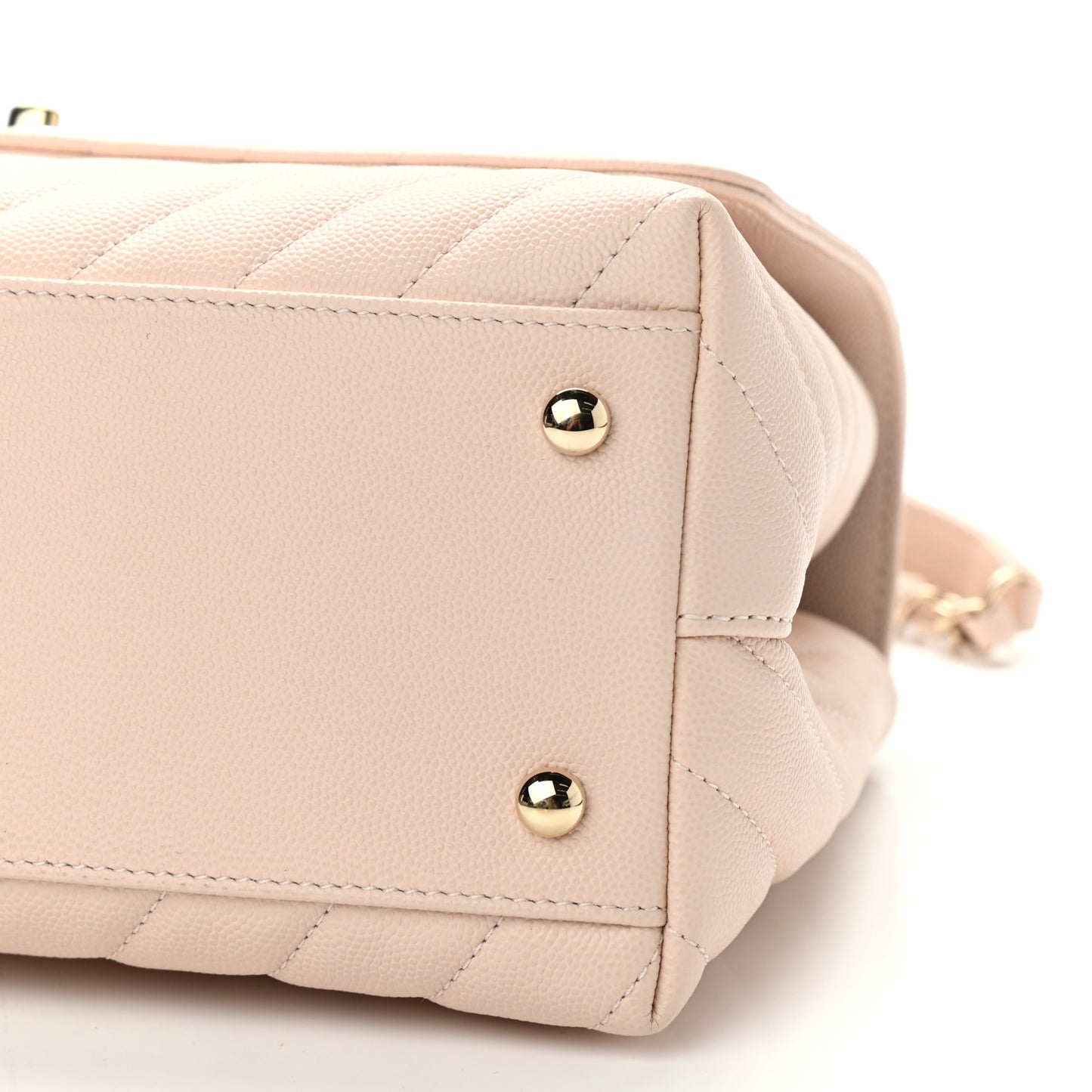 Caviar Lizard Embossed Chevron Quilted Small Coco Handle Flap Beige