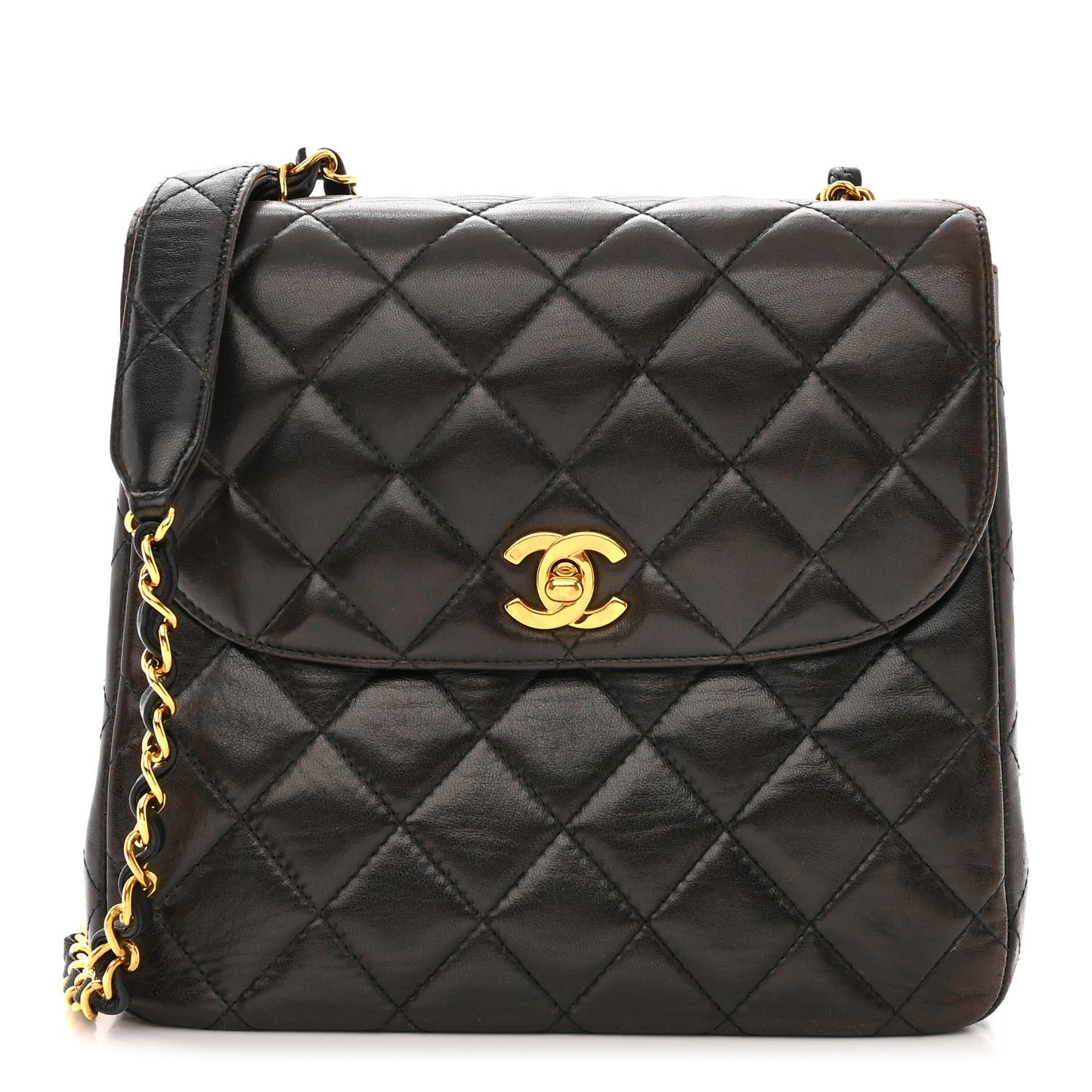 Lambskin Quilted Flap Bag Black