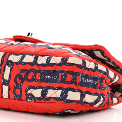 Chanel Silk Chain Printed Medium Single Flap Red 10 of 10