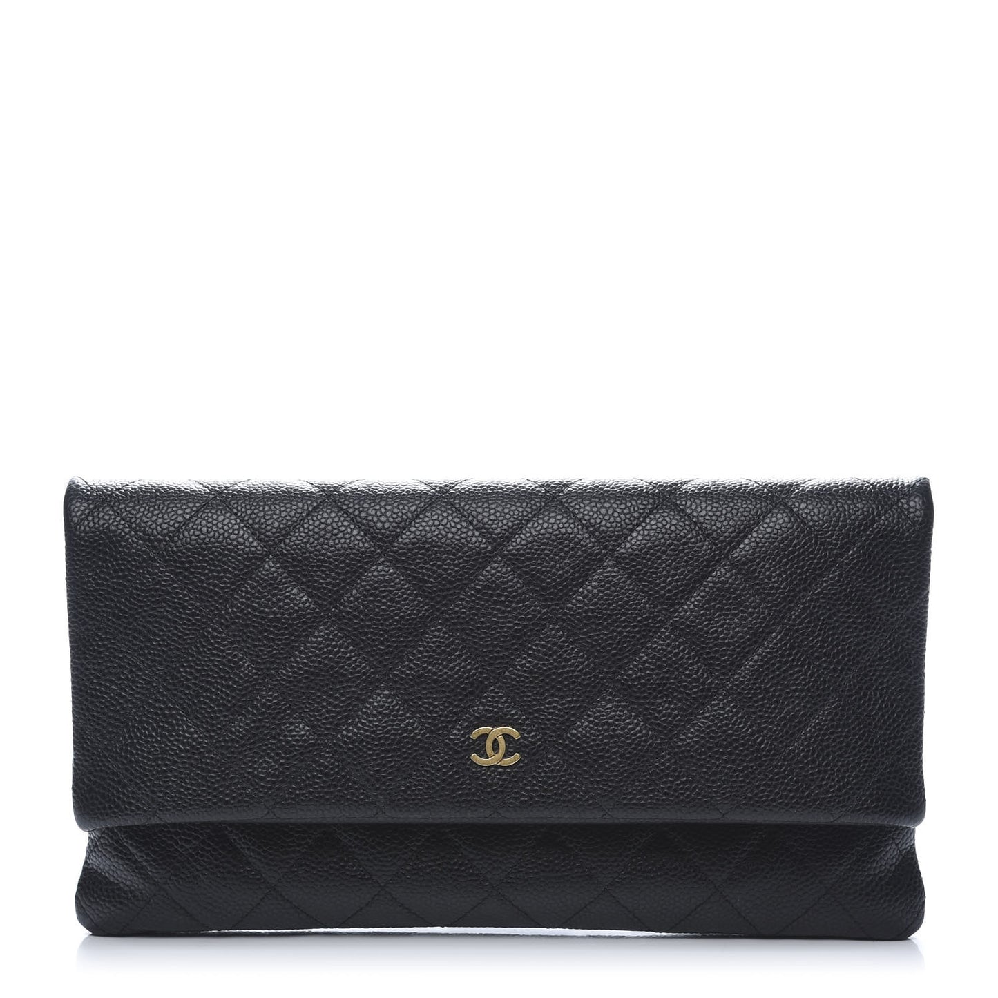 Caviar Quilted CC Beauty Clutch Black