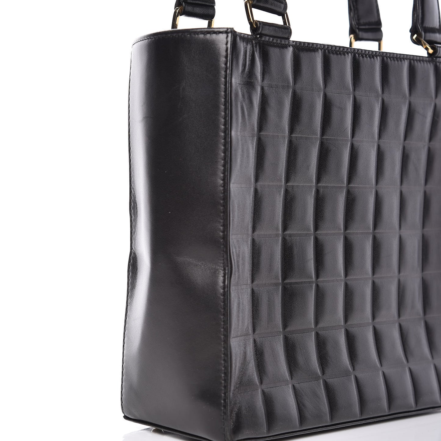 Lambskin Quilted Chocolate Bar Tote Black