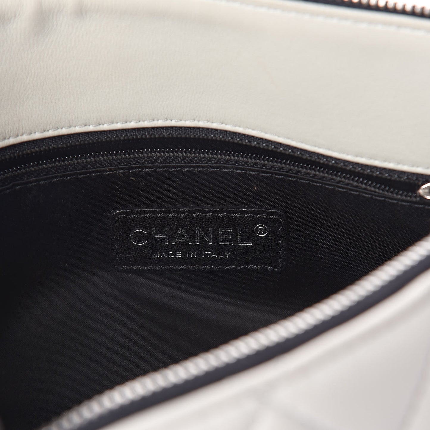 Lambskin Quilted Large Blizzard Zip Top Flap Light Beige Black