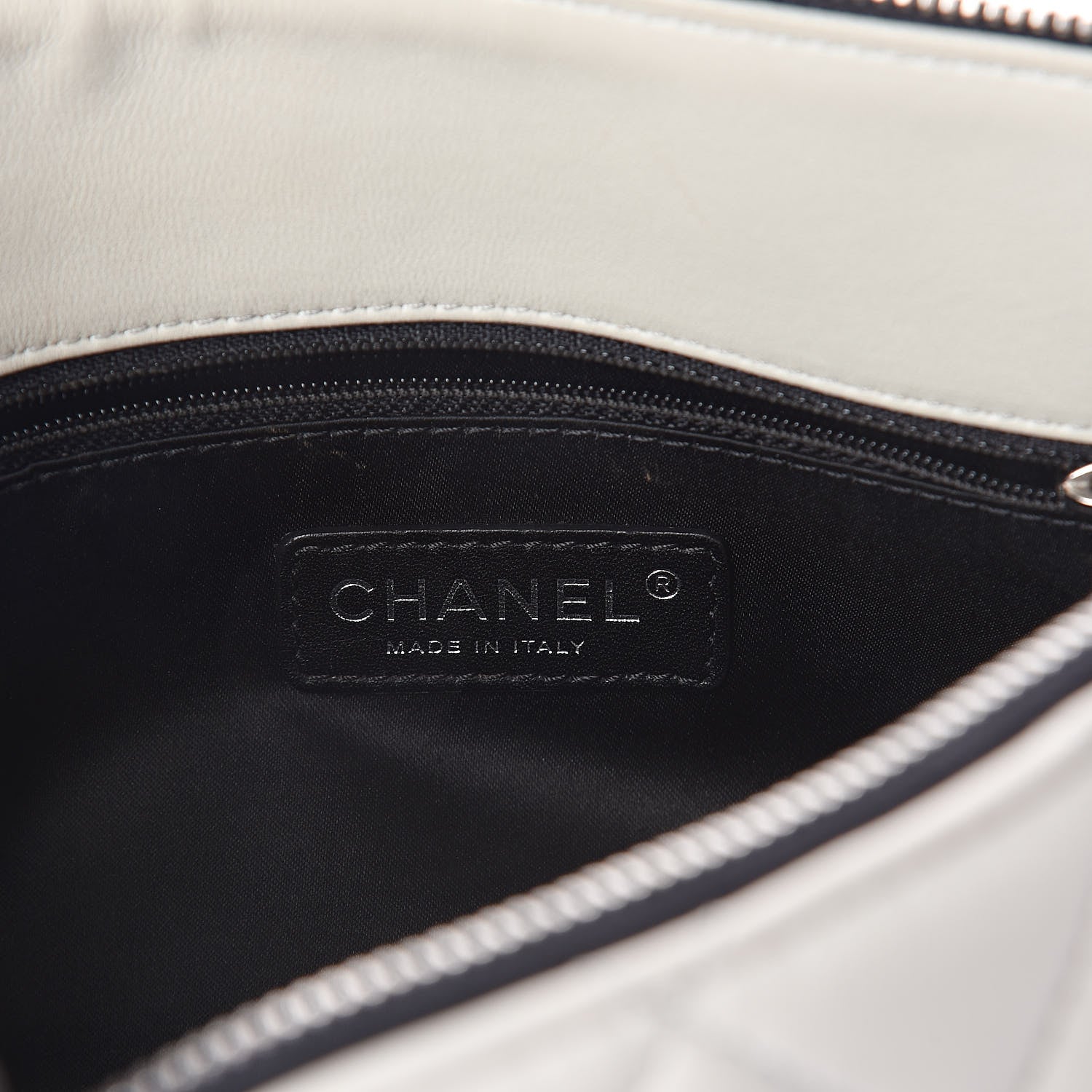 Chanel Lambskin Quilted Large Blizzard Zip Top Flap Light Beige Black 6 of 10