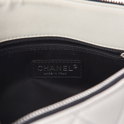 Chanel Lambskin Quilted Large Blizzard Zip Top Flap Light Beige Black 6 of 10