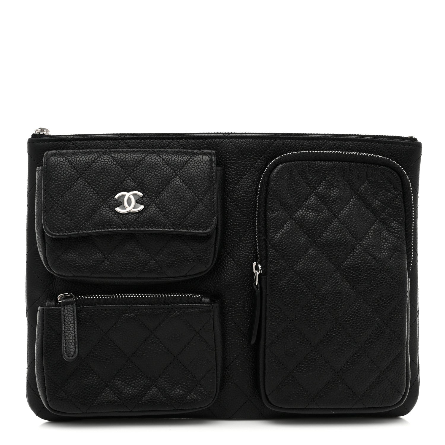 Chanel Caviar Quilted Zipped Multi Pouch Black 1 of 8