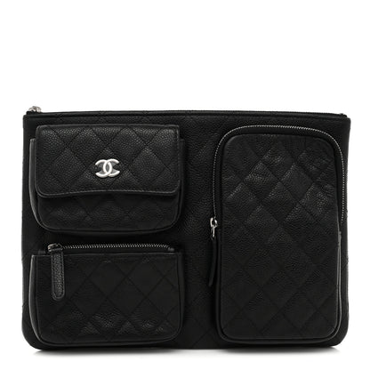 Chanel Caviar Quilted Zipped Multi Pouch Black 1 of 8
