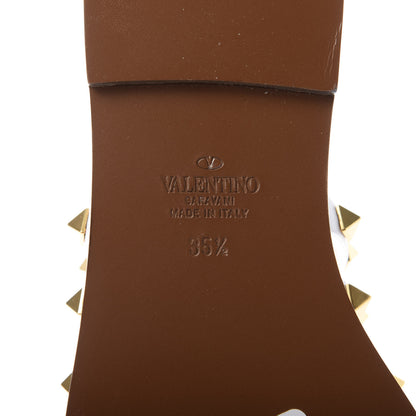 Valentino Garavani Calfskin Rockstud Flair Caged Flat Slide Sandals 35.5 White 8 of 9