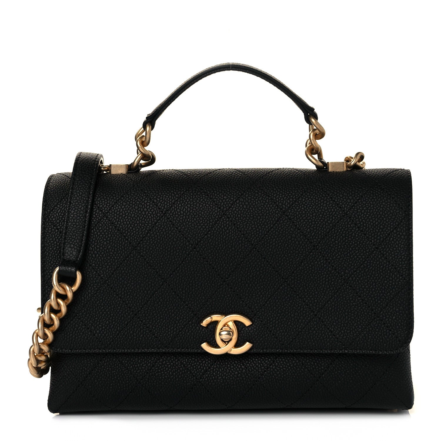 Chanel Grained Calfskin Small Stitched Flap Black 1 of 10