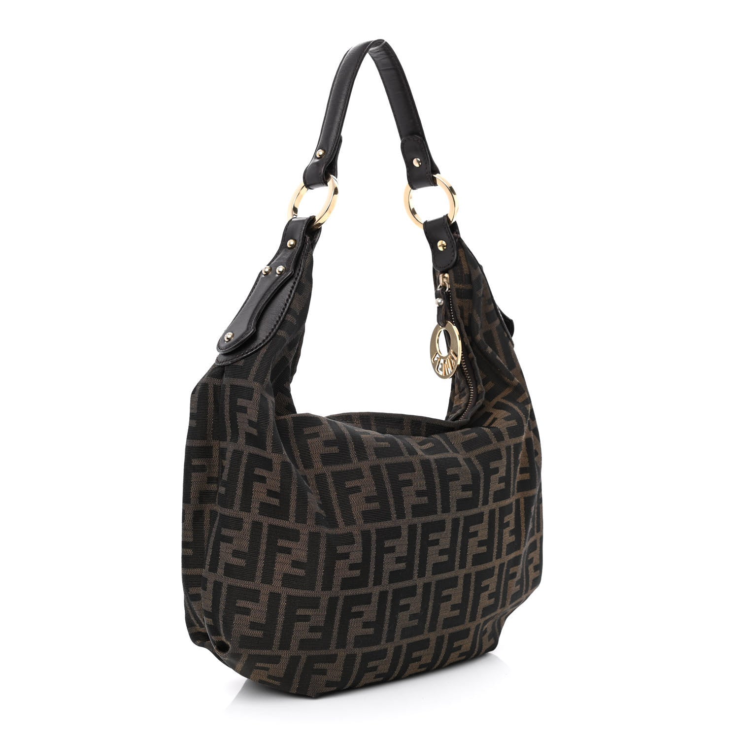 Fendi Zucca Cuoio Lucido Small Chef Hobo Tobacco Moro 2 of 9