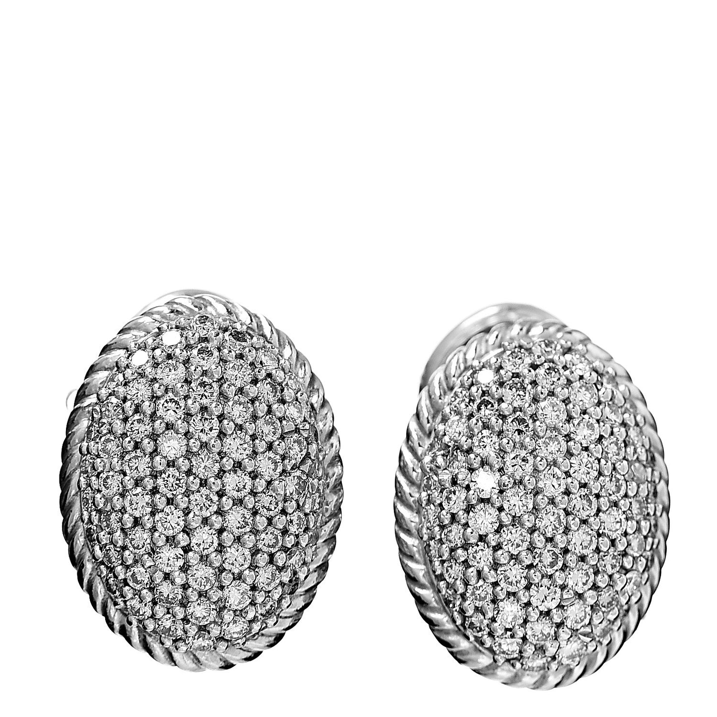 Sterling Silver Diamond Pave Earrings