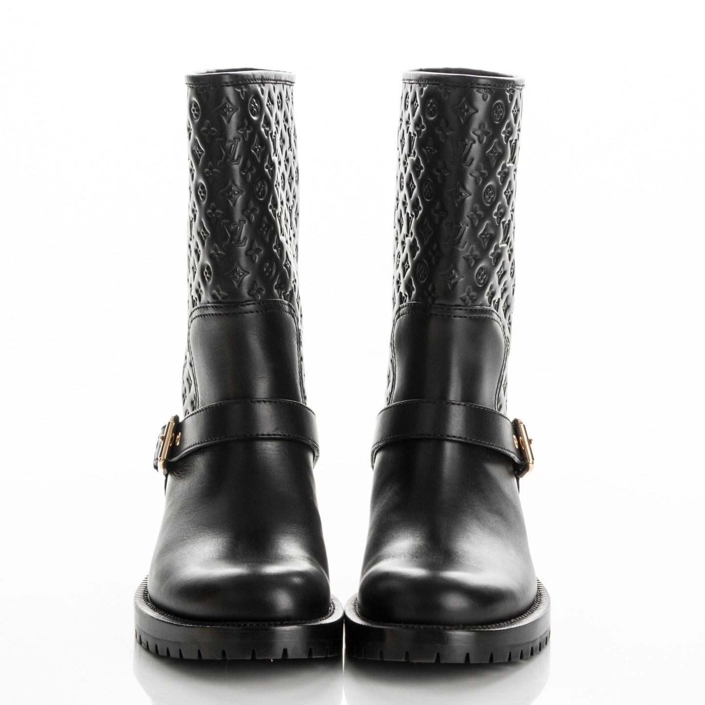 Calfskin Embossed Monogram Rebellion Half Boots 37 Black