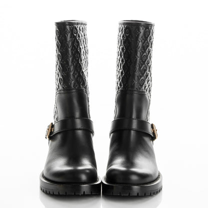 Louis Vuitton Calfskin Embossed Monogram Rebellion Half Boots 37 Black 2 of 7
