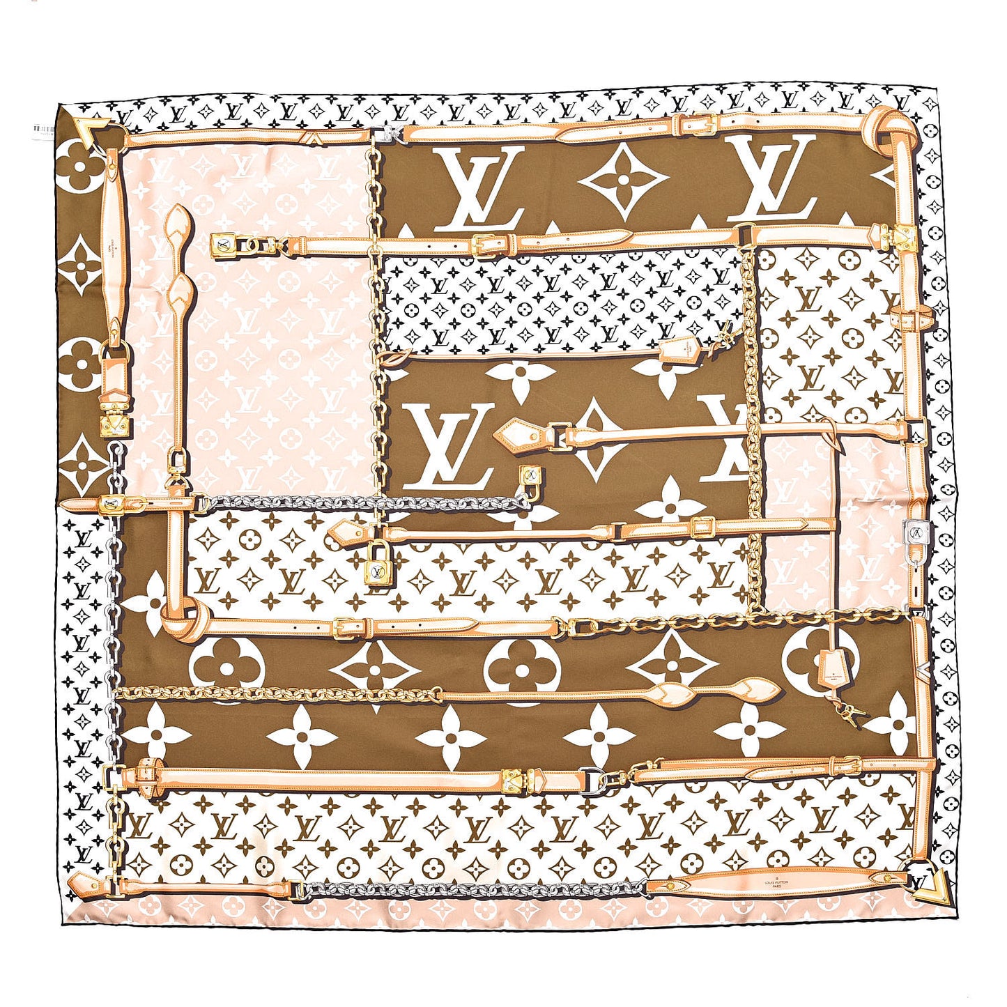 Silk Monogram Confidential Square Scarf Kaki